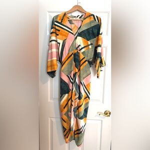 Entro Pink, Orange, and Green Dolman Sleeve Dress